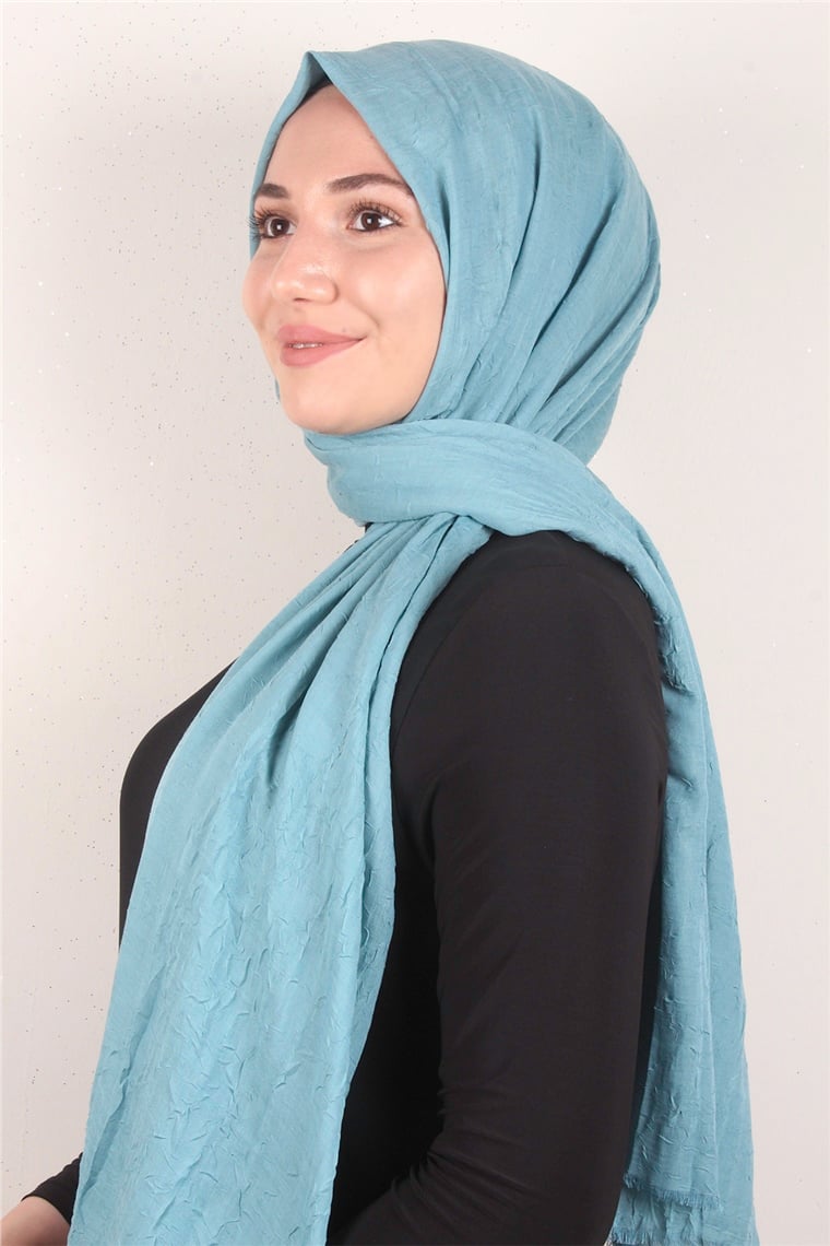 Bambu Kraşlı Şal 2724-35 Turkuaz