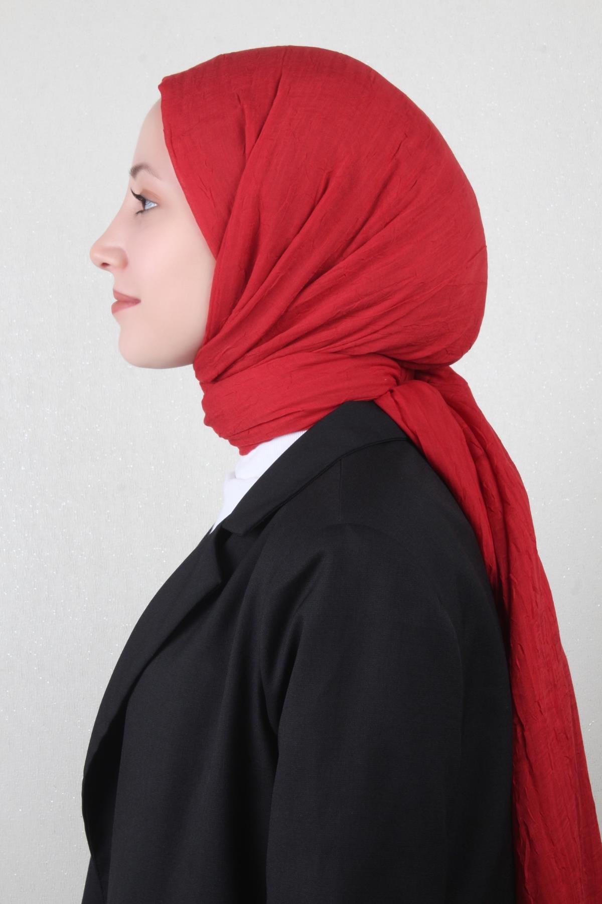 Bambu Kraşlı Şal 2724-37 Kırmızı