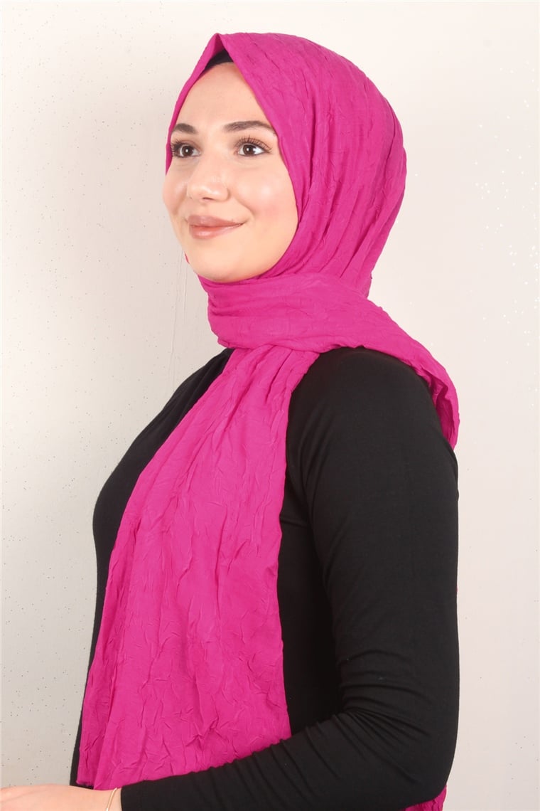 Bambu Kraşlı Şal 2724-61 Neon Pembe