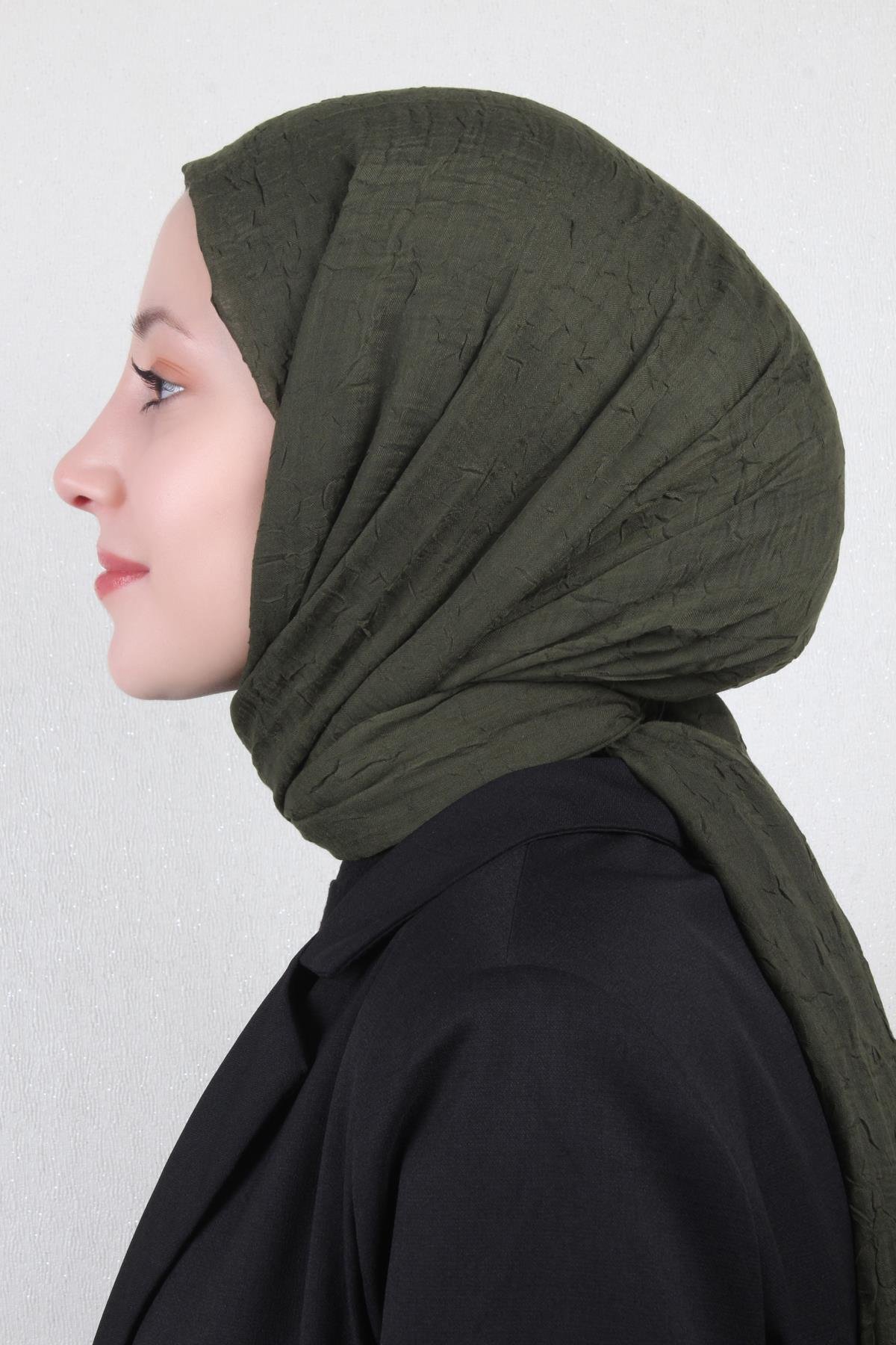 Bambu Kraşlı Şal 2724-7 Çam Yeşili