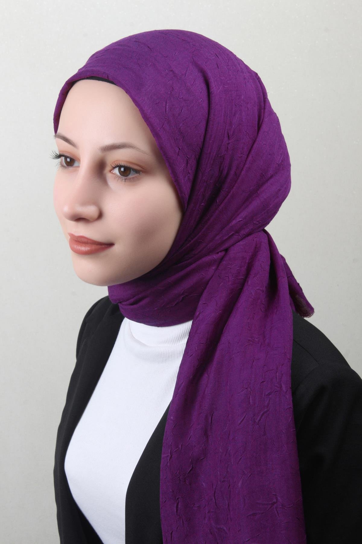 Bambu Kraşlı Şal 2724-83 Mor