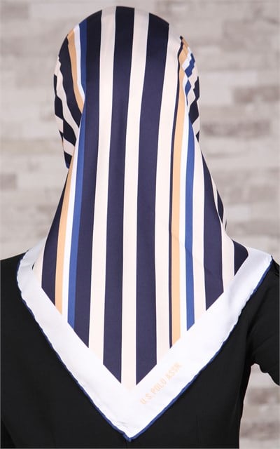 102-0034-04 U.S POLO ASSN EŞARP KREM-LACİVERT