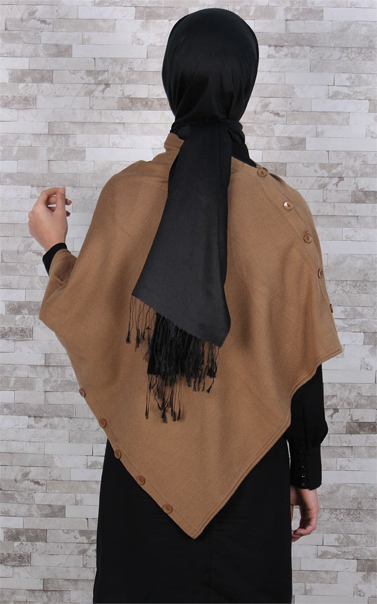 513-0001-07 DÜĞMELİ PANÇO CAMEL