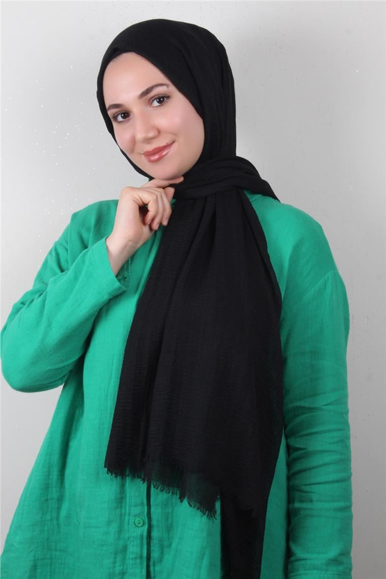 Bürümcük İnce Şal 3093-27 Siyah