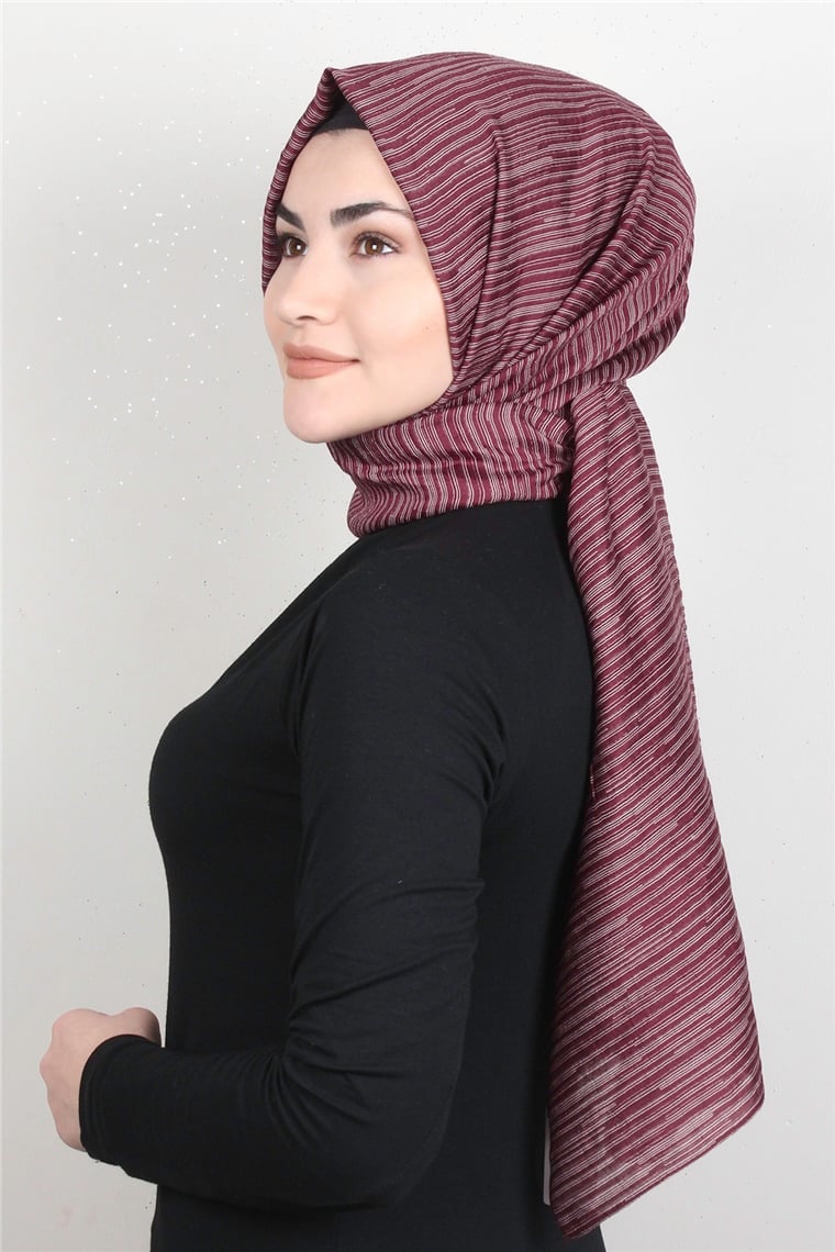 Çizgili Royal Şal 1497-14 Vişne Çürüğü