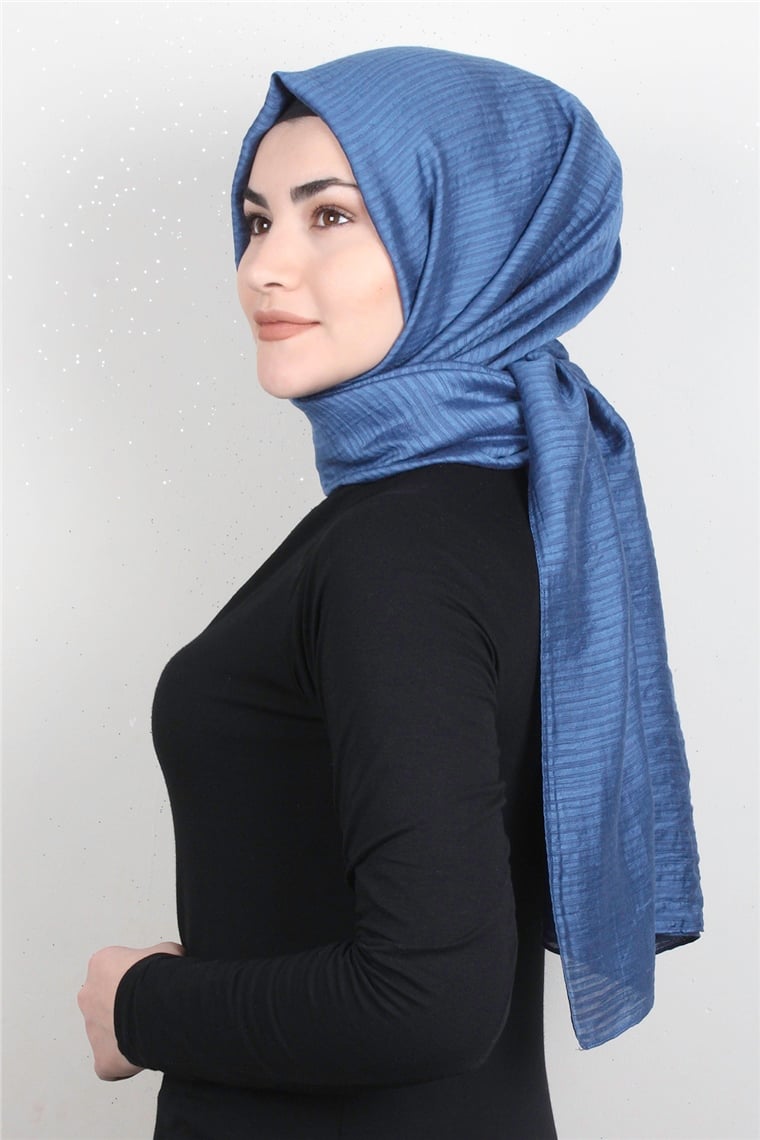 Çizgili Royal Şal 1497-3 İndigo