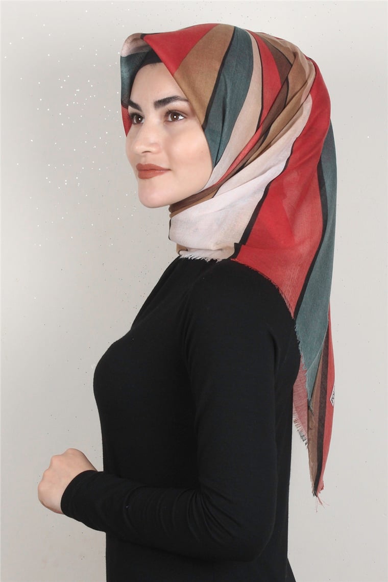 Coton Kare Eşarp 1678-8 Taba