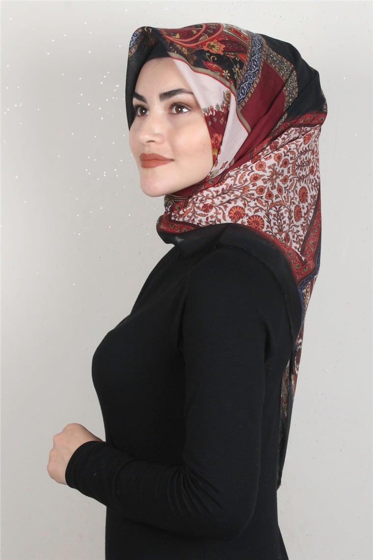 Coton Kare Eşarp 1679-18 Siyah