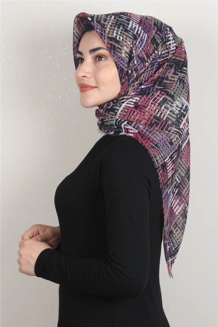 Coton Kare Eşarp 1680-15 Mor