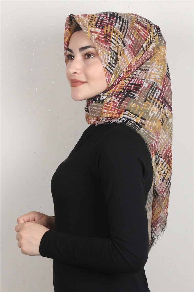 Coton Kare Eşarp 1680-2 Sarı