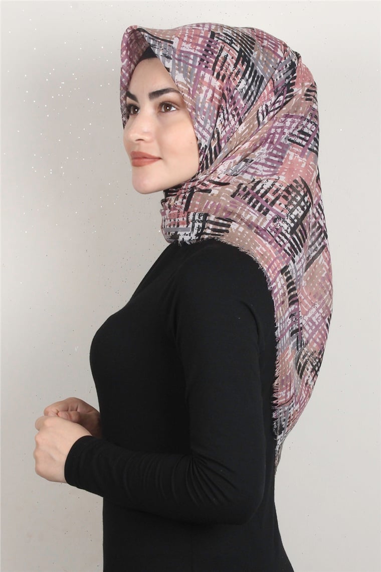 Coton Kare Eşarp 1680-7 Pudra