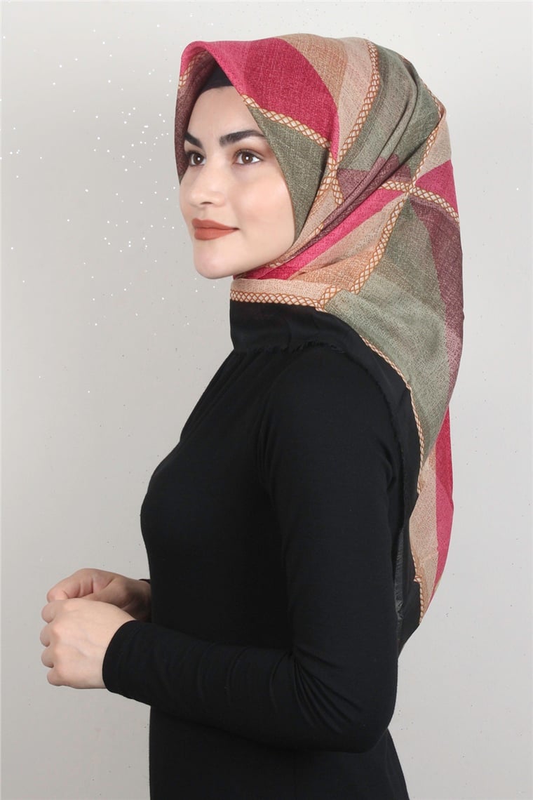 Coton Kare Eşarp 1682-18 Siyah