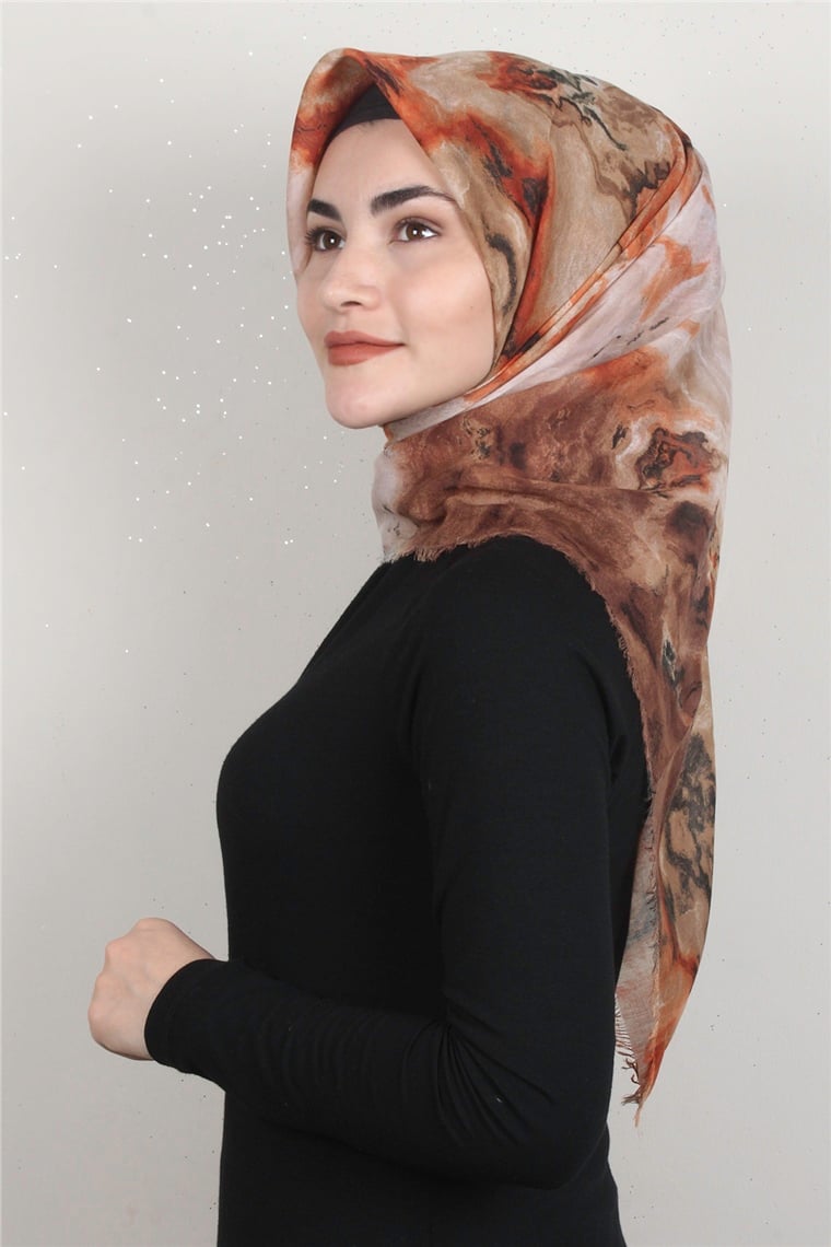 Coton Kare Eşarp 1683-2 Kiremit 
