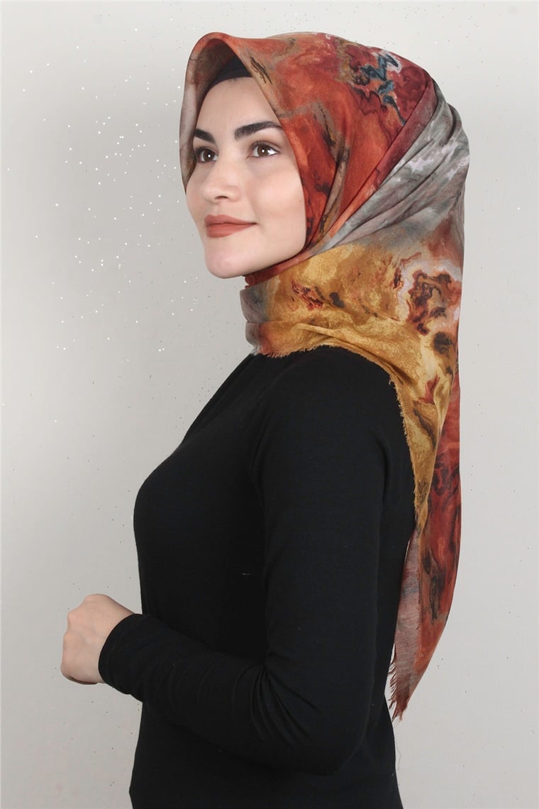 Coton Kare Eşarp 1683-4 Kiremit