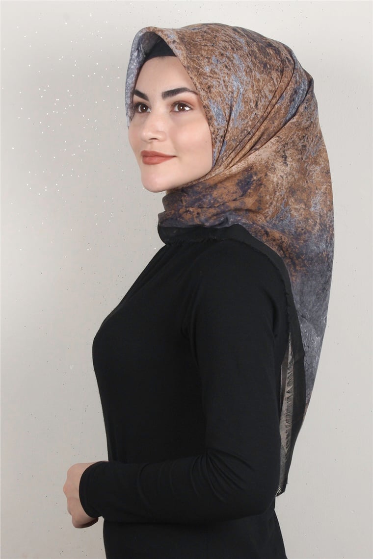 Coton Kare Eşarp 1685-13 Siyah