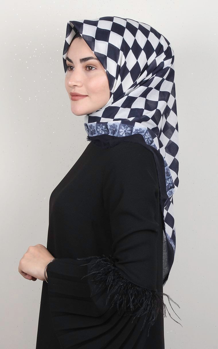Coton Kare Eşarp 1687-7