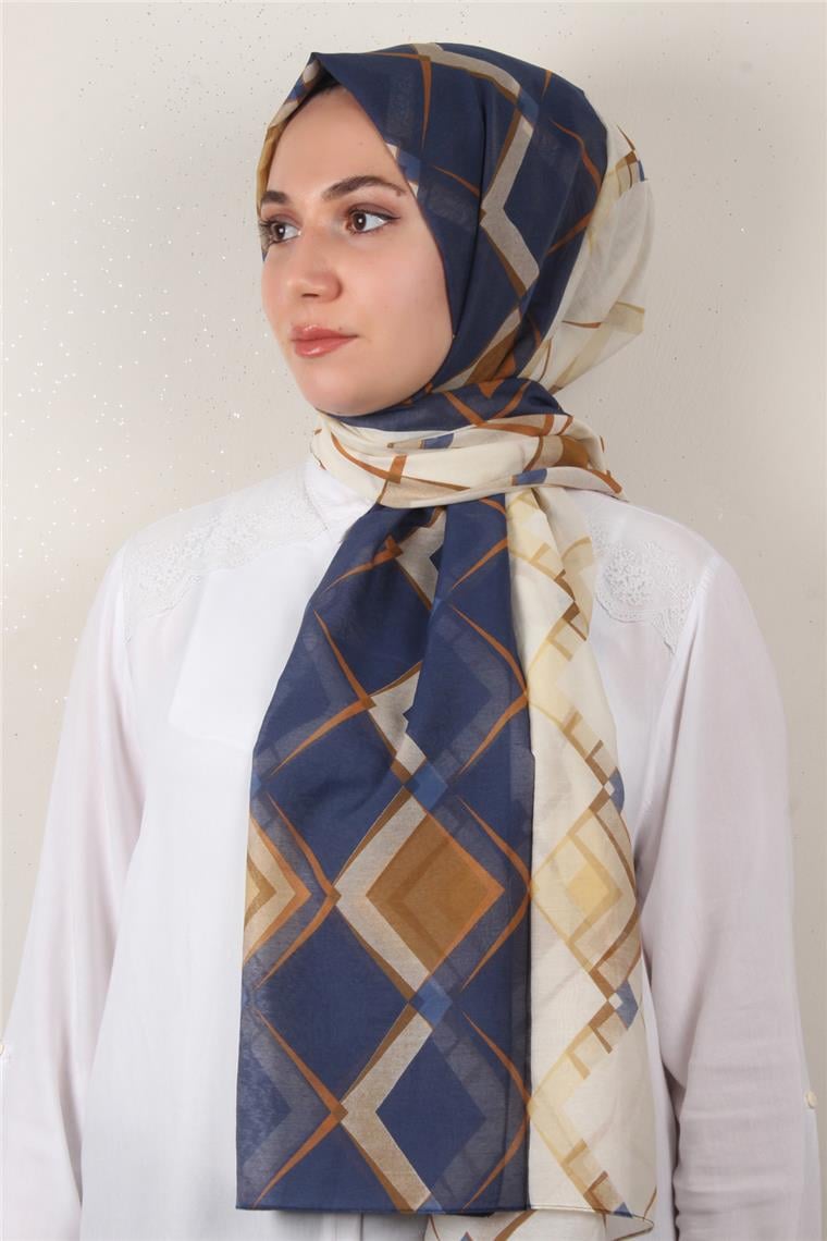 Cotton & Silk Şal 3640-2 Lacivert