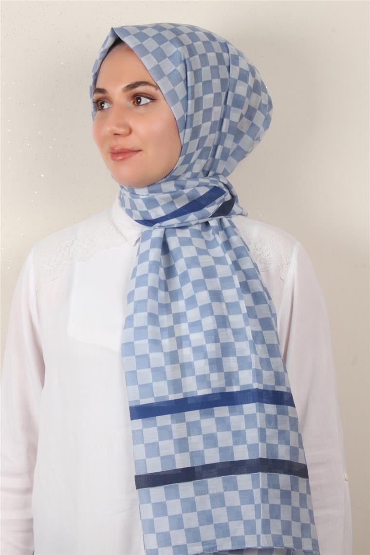Cotton & Silk Şal 3641-1 Mavi