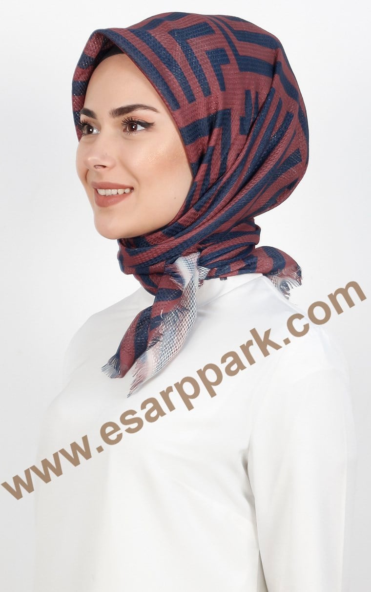 Desenli Fileli Coton Eşarp 1712-4