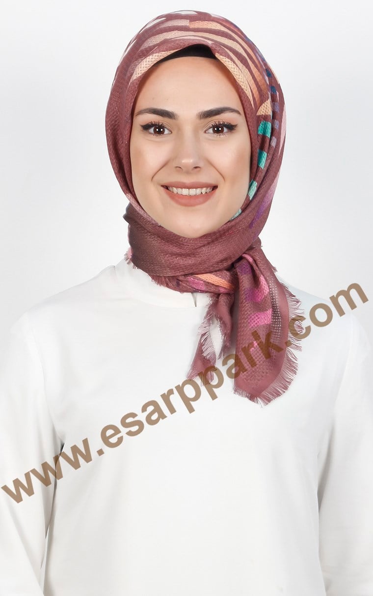 Desenli Fileli Coton Eşarp 1712-6