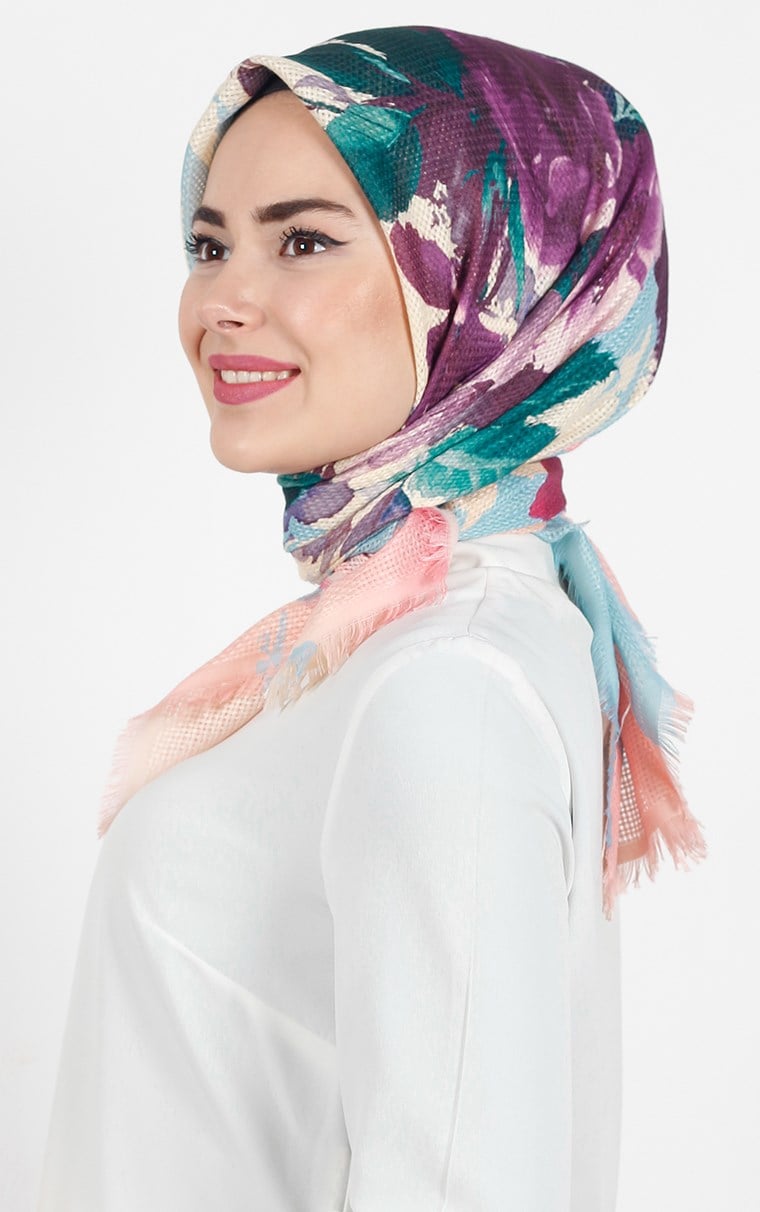 Desenli Fileli Coton Eşarp 1712-9