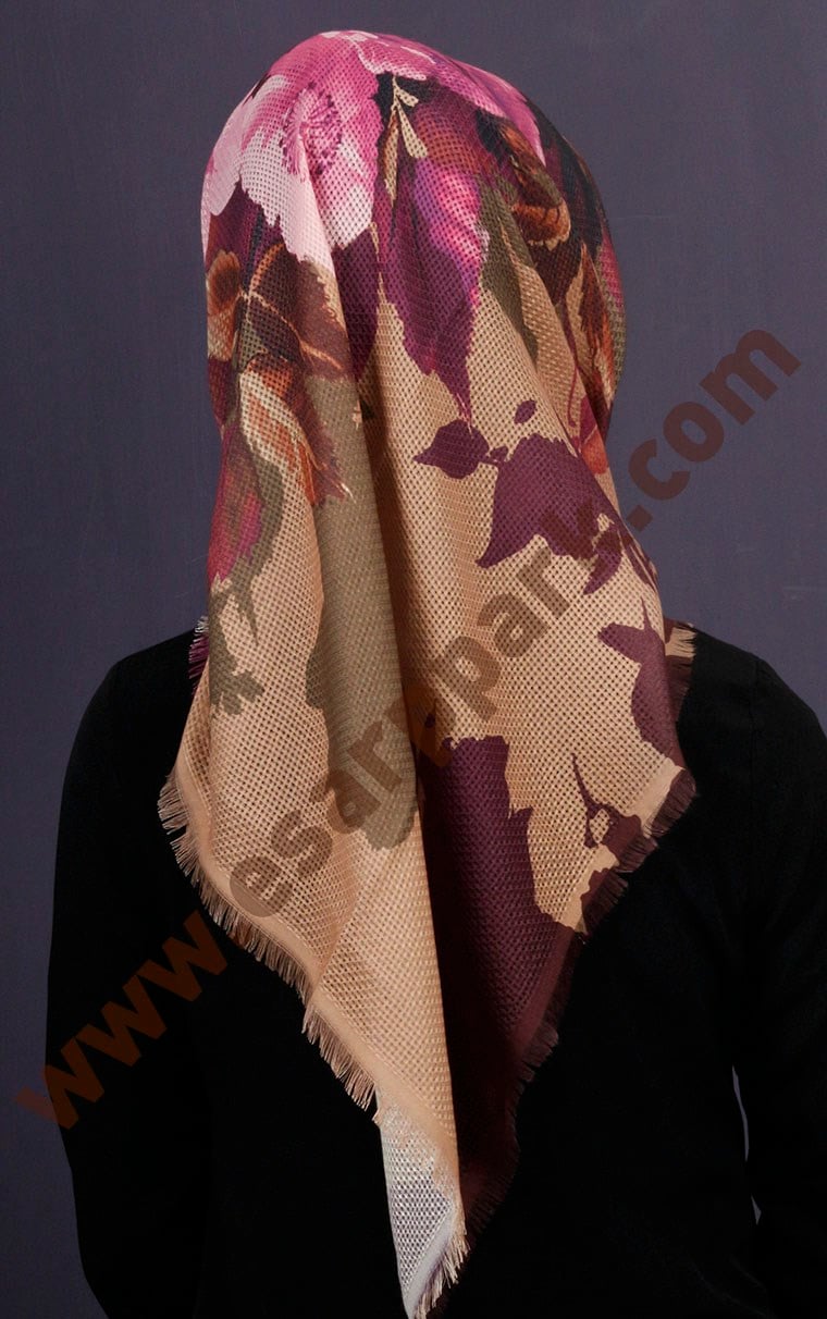 Desenli Fileli Coton Eşarp 1713-7