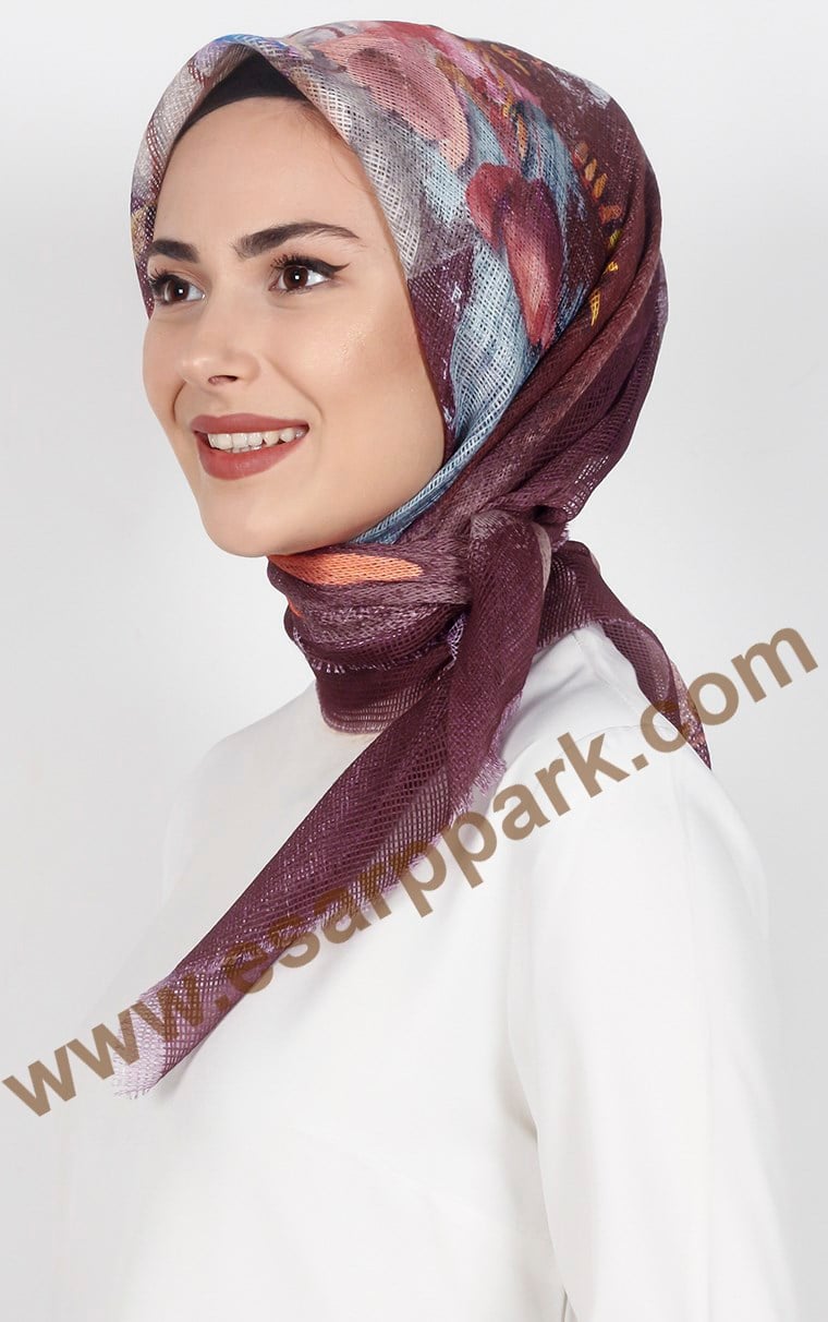 Desenli Fileli Coton Eşarp 1715-12