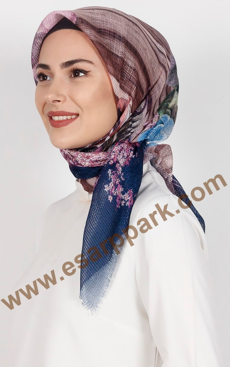 Desenli Fileli Coton Eşarp 1715-21