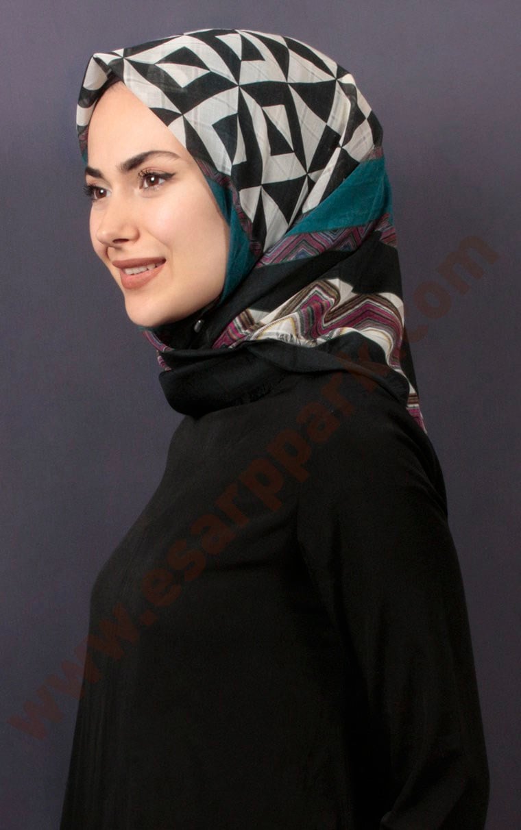 Desenli Fileli Coton Eşarp 1732-1