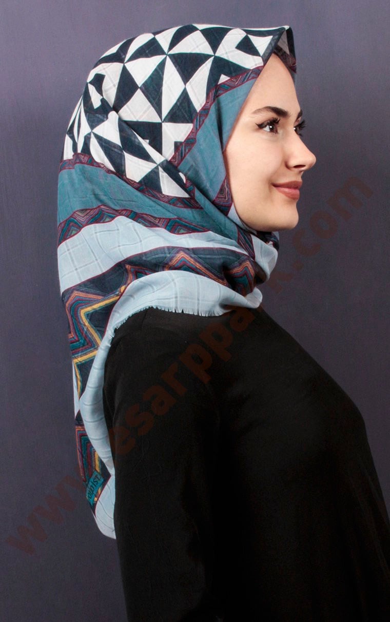 Desenli Fileli Coton Eşarp 1732-2