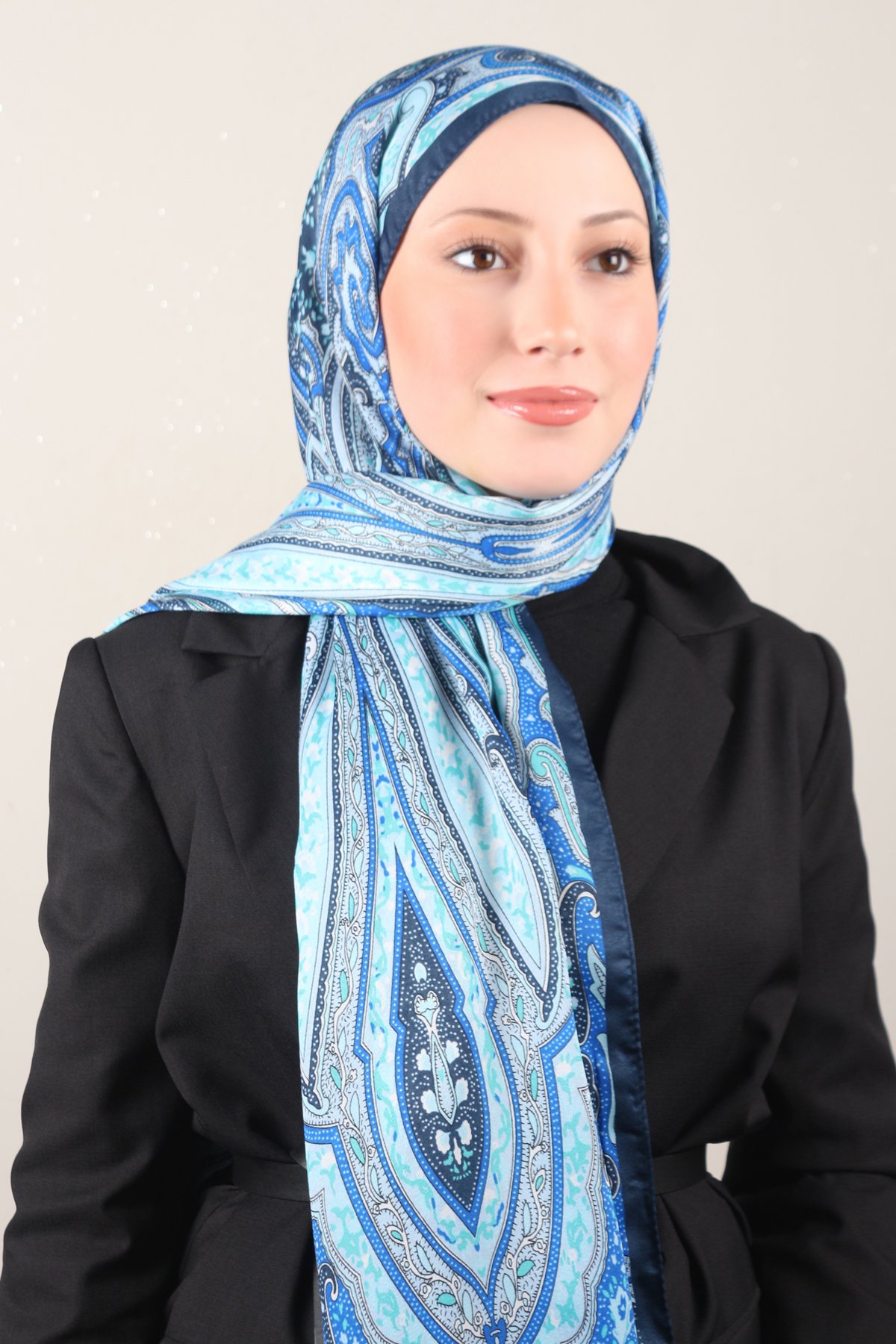 Desenli Larissa Şal 1515-5 Saks 