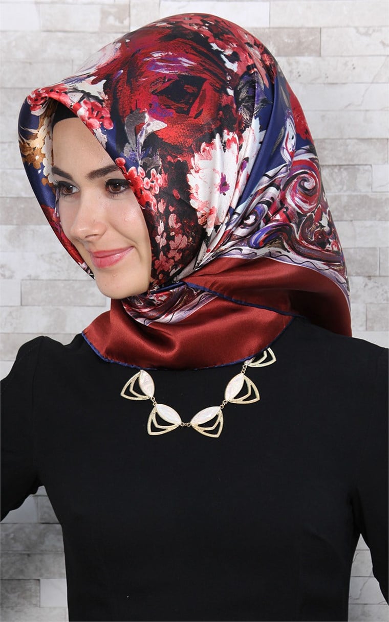 3865-29 ARMİNE İPEK KİREMİT LACİVERT