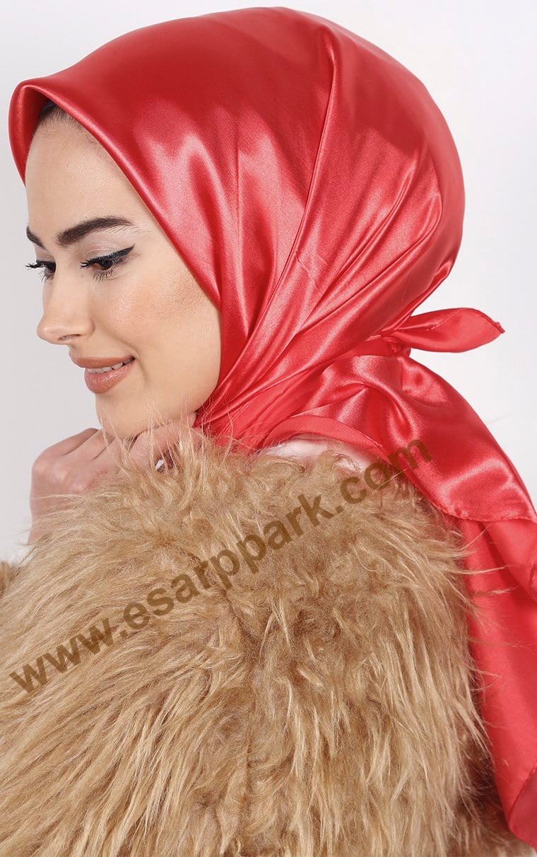 Düz Renk Saten Eşarp 1041-2