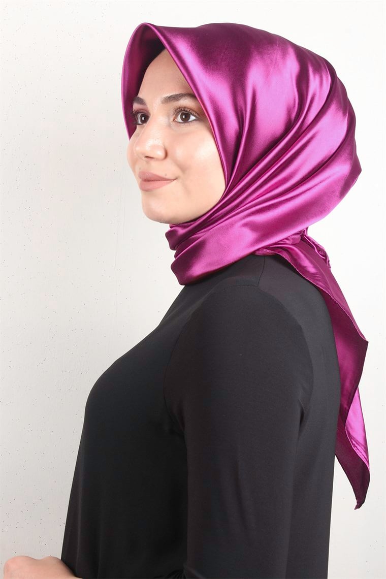 Düz Renk Saten Eşarp 1041-47 Fuşya