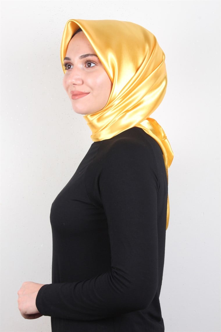Düz Renk Saten Eşarp 1041-53 Sarı