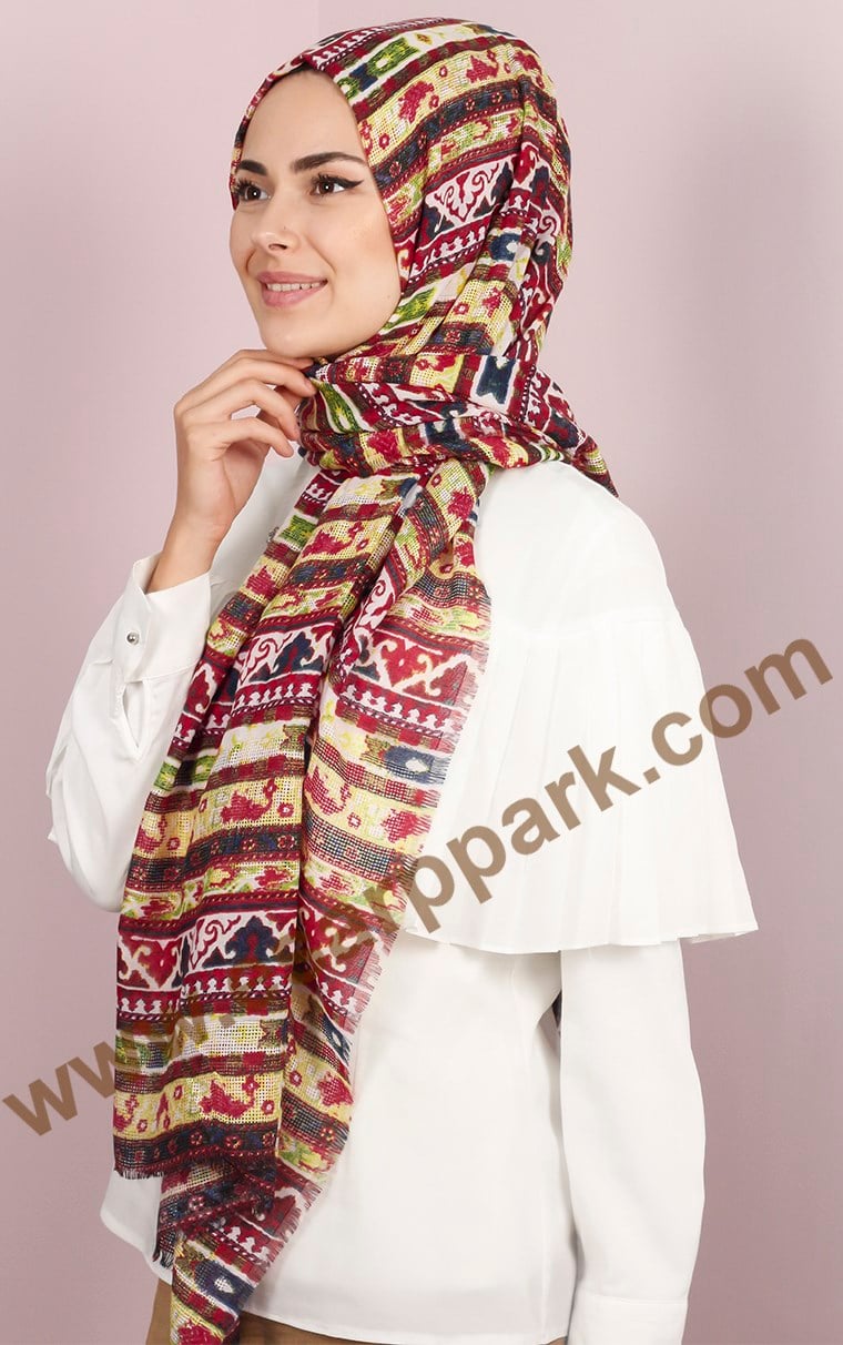 Etnik Desen Fileli Şal 1225-43