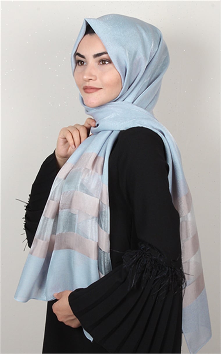 Exclusive Şal 3073-16 Gümüş - Pudra