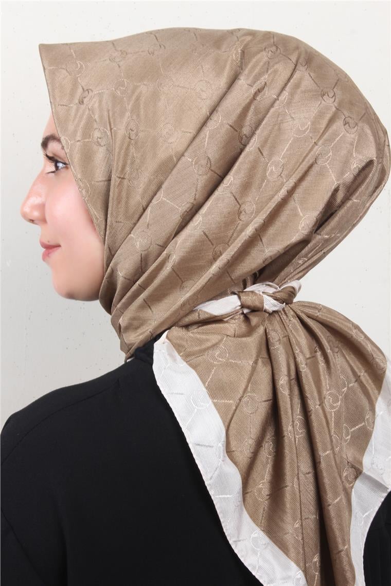 Fashion Monogram Eşarp 8089-17 Sütlü Kahve