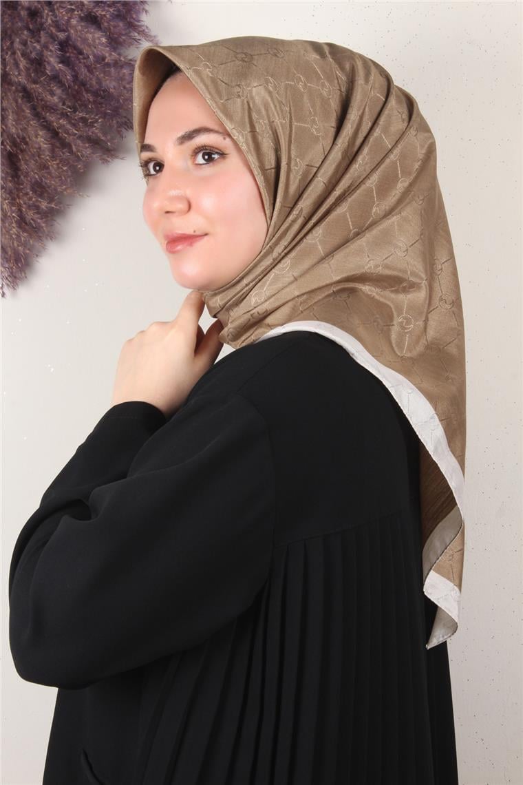 Fashion Monogram Eşarp 8089-17 Sütlü Kahve