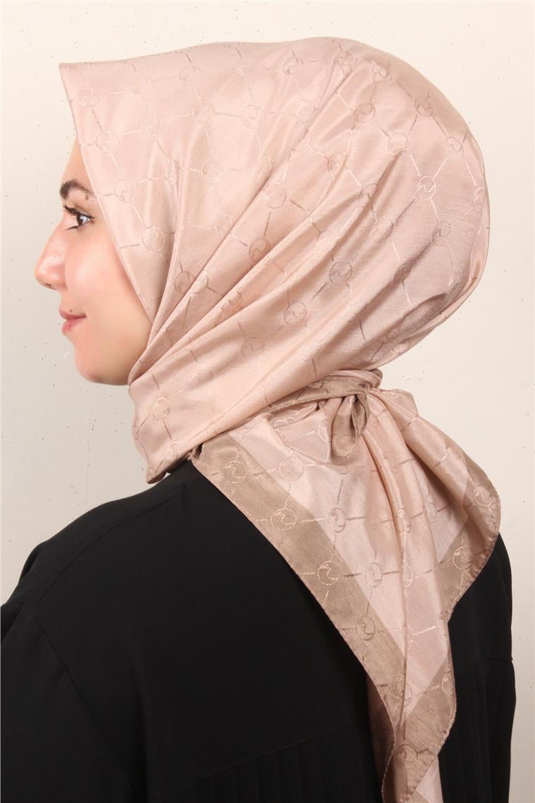 Fashion Monogram Eşarp 8089-4 Bej