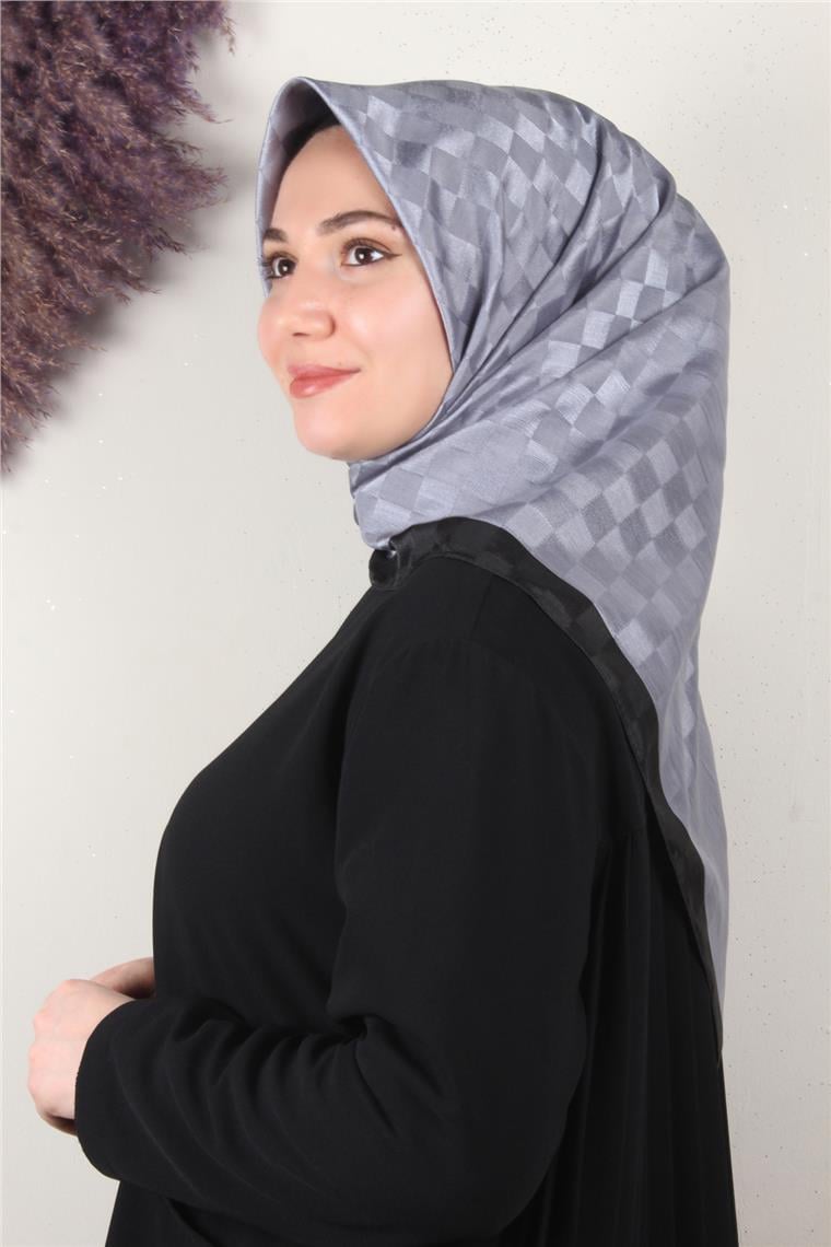 Fashion Monogram Eşarp 8090-7 Koyu Buz Mavisi