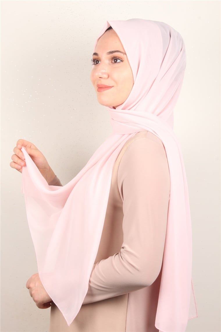 Fiesta Düz Krep Şal 2742-1 Açık Pembe