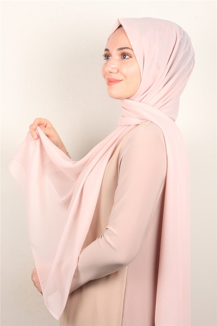 Fiesta Düz Krep Şal 2742-14 Toz Pembe