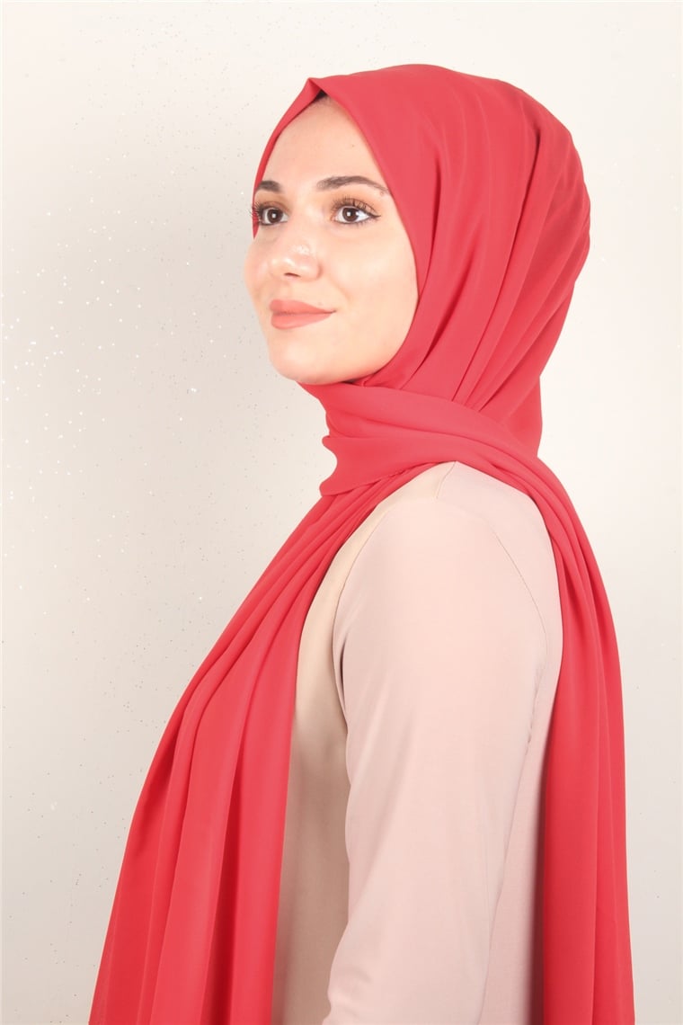 Fiesta Düz Krep Şal 2742-17 Kırmızı
