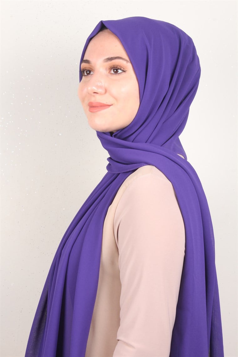 Fiesta Düz Krep Şal 2742-18 Mor