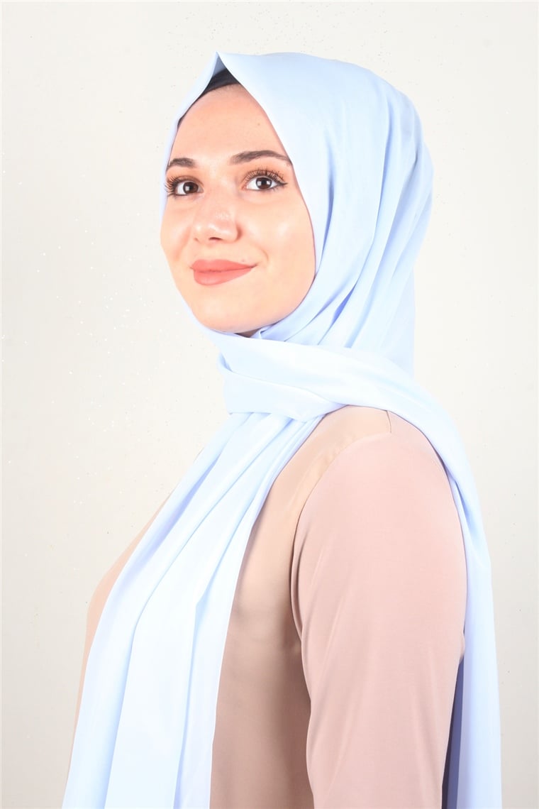 Fiesta Düz Krep Şal 2742-2 Bebe Mavisi