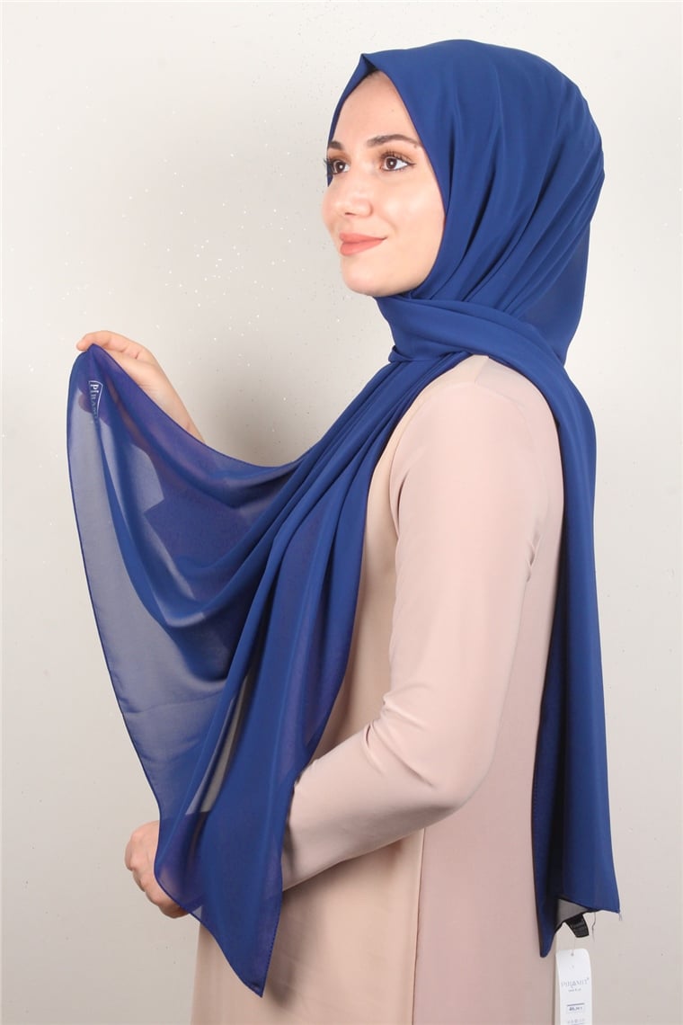 Fiesta Düz Krep Şal 2742-29 Parlement Mavi