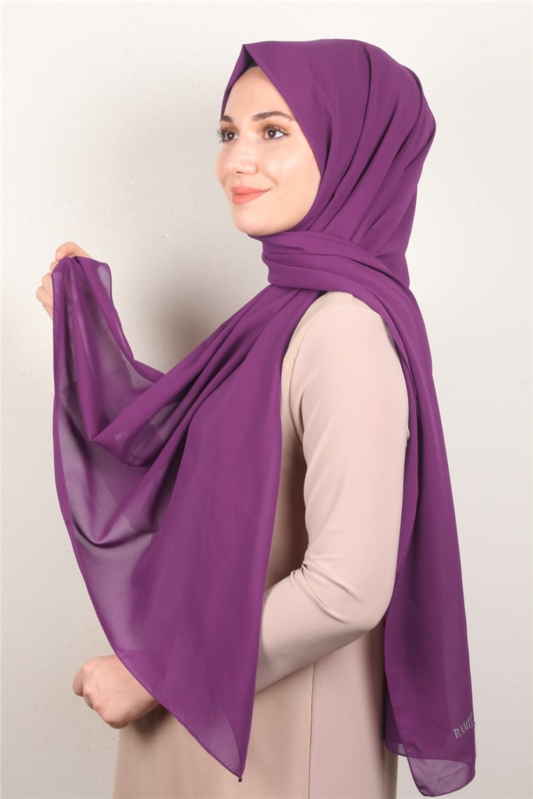 Fiesta Düz Krep Şal 2742-38 Mürdüm