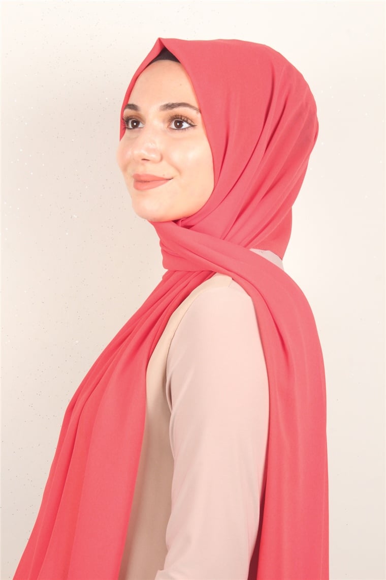 Fiesta Düz Krep Şal 2742-43 Nar Çiçeği