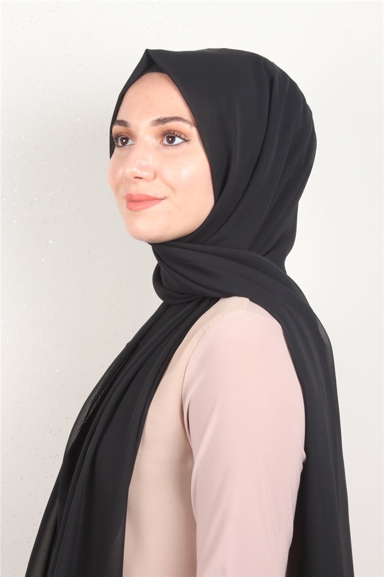 Fiesta Düz Krep Şal 2742-44 Siyah